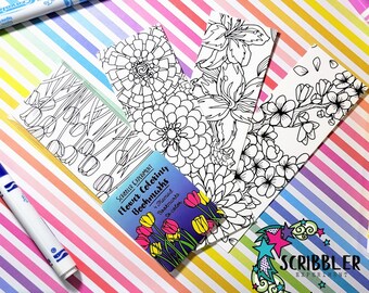 Marcadores de flores para colorir para crianças, marcadores de flores para mulheres, meias para crianças universitárias, presentes de aniversário para clube do livro