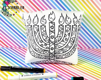 coloring menorah for kids, Festival of Lights family art project, Bat Mitzvah gifts for girls, Chanukah menorah, Hanukkah gifts, Jewish gift