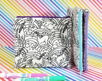 unicorn coloring cute pencil pouch for girls, birthday gifts for little girls, creative gifts for toddler girls, unicorn gifts for women