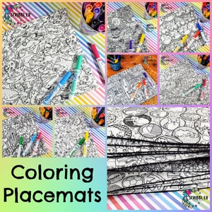 Coloring Placemats, Placemats for Kids, Kids Placemats, Quiet Time Activity, Birthday Gift for Girls, Birthday Party Activity for Boys image 1