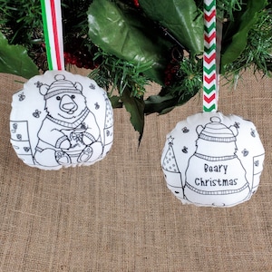 Double Sided Bear Coloring Ornament, coloring ornament, Christmas crafts for kids, stocking stuffers for toddlers Christmas gifts for girls