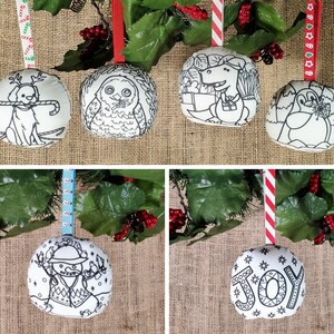 Christmas Coloring Ornament Set of 6, Christmas crafts for kids, stocking stuffers for toddlers Christmas gifts for girls, Christmas Party