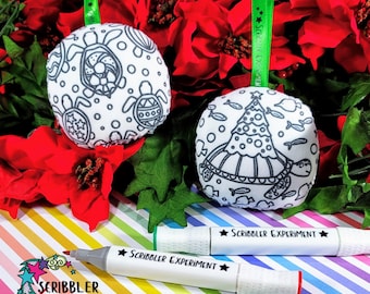 Double Sided Turtle Ornament, coloring ornament, Christmas crafts for kids, stocking stuffers for toddlers Christmas gifts for girls