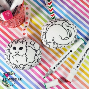 Double Sided Cat Ornament, coloring ornament, Christmas crafts for kids, stocking stuffers for toddlers Christmas gifts for girls