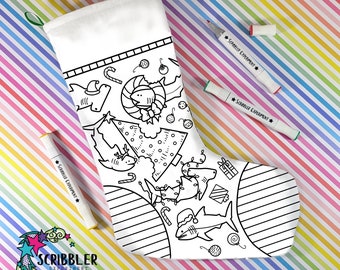 Christmas coloring shark Christmas stockings for children, Christmas crafts for kids, holiday craft activities, arts and crafts for girls