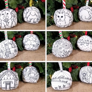 Christmas Coloring Ornament Set of 6, Christmas crafts for kids, stocking stuffers for toddlers Christmas gifts for girls, Christmas Party