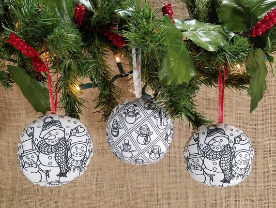 Double Sided Noël Coloriage Ornement Ornement De Noël Bonhomme De Neige Noël Colorier Pour Adulte Kit De Bricolage Cadeau De Noël Cadeau De