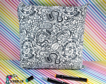 Reptile Throw Pillow, Christmas Gifts for Girls, Secret Santa Gift, Dragon Gifts for Boys, DIY Pillow Kit for Kids, Reptile Lover Gifts