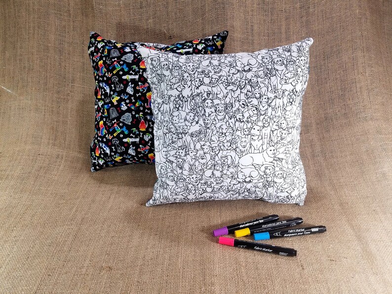 Dog Coloring Pillow Case Kids Travel Pillow Dog Pillow Etsy