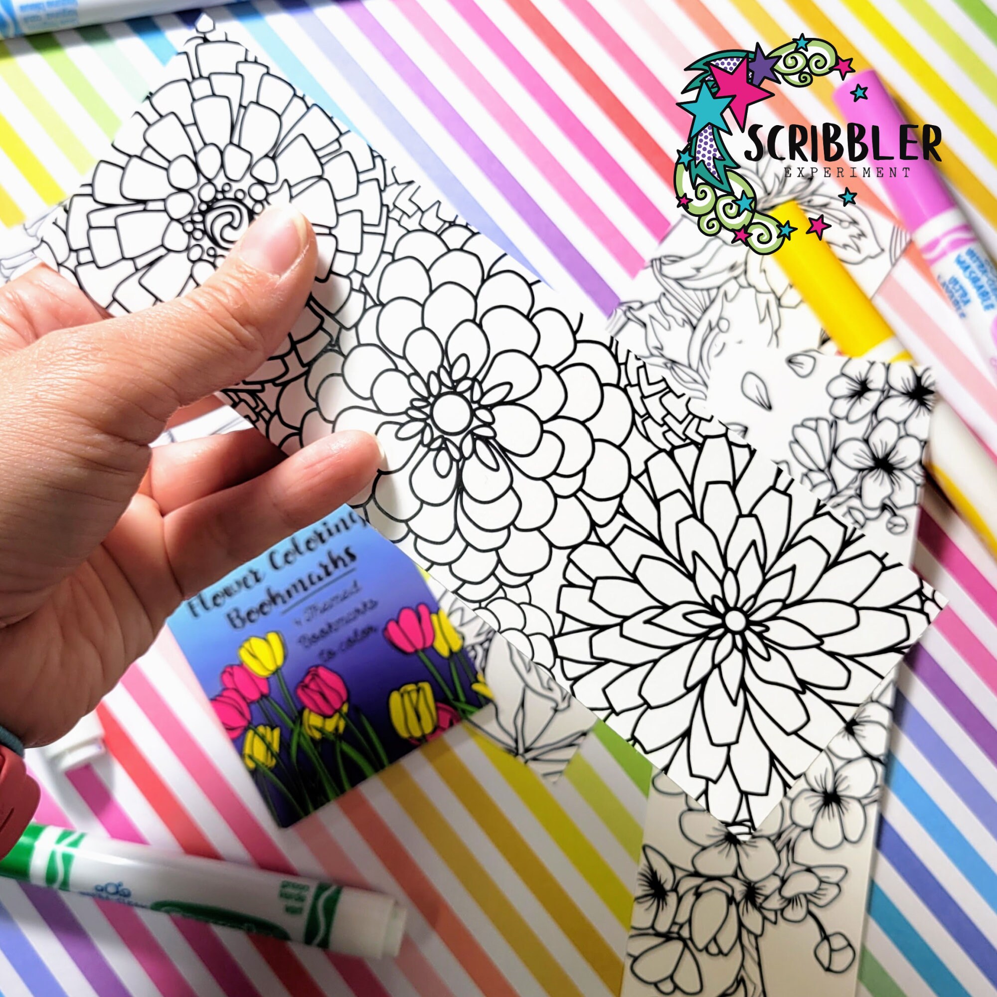 Flower Coloring Bookmarks for Kids, Flower Bookmark for Women, Stocking ...