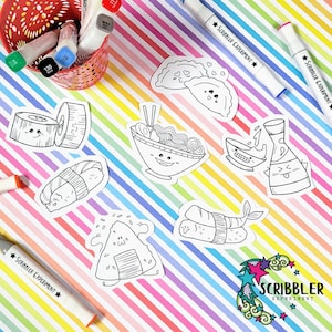 Japanse voedselkleurstickers, kleinigheidjes voor kinderen, tienermeisje cadeau, stickerset voor laptop, sticker voor journaling, sushi sticker