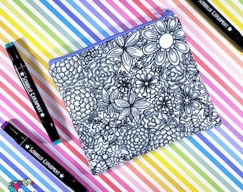 Flower coloring succulent makeup bag for women, plant mom gift, creative gift for teenage girl, craft kits for adults Christmas gift for mom