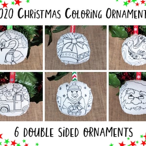 Christmas Coloring Ornament Set of 6, Christmas crafts for kids, stocking stuffers for toddlers Christmas gifts for girls, Christmas Party