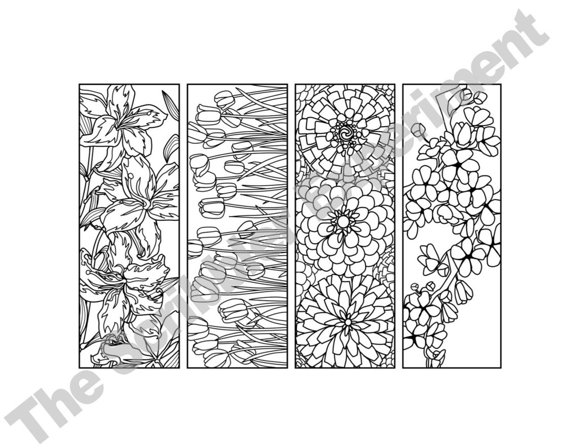 DIGITAL DOWNLOAD, Flower Coloring Bookmarks, Birthday Favors, Art Party ...