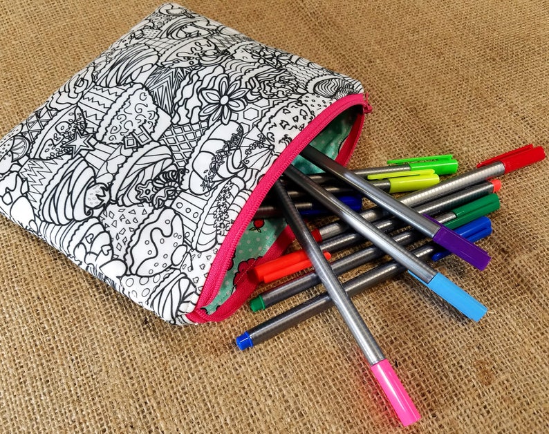 Cupcake Coloring Pencil Case adult coloring zipper pouch ...