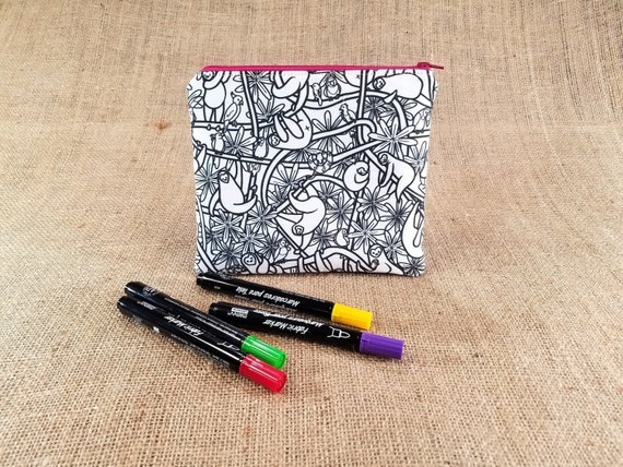 Sloth Coloring Pencil Pouch Sloth Gifts For Her Coloring Pencil Case Diy Zipper Pouch Sloth Valentines Gift For Kids Teen Girl Gifts