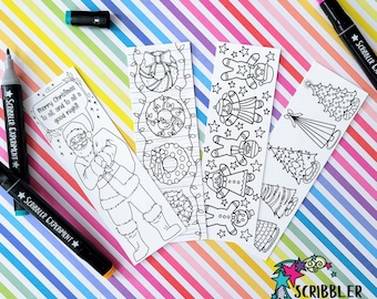 Christmas Coloring Bookmarks, Christmas Gifts for Book Lovers, Stocking Stuffers for Kids, Christmas Bookmarks Set, Nativity Bookmark