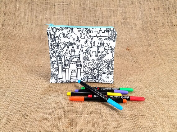 Unicorn Coloring Pencil Case Kids Adult Coloring Zipper Pouch Unicorn Gift For Girls Unicorn Birthday Gift For Tween Animal Pencil Case