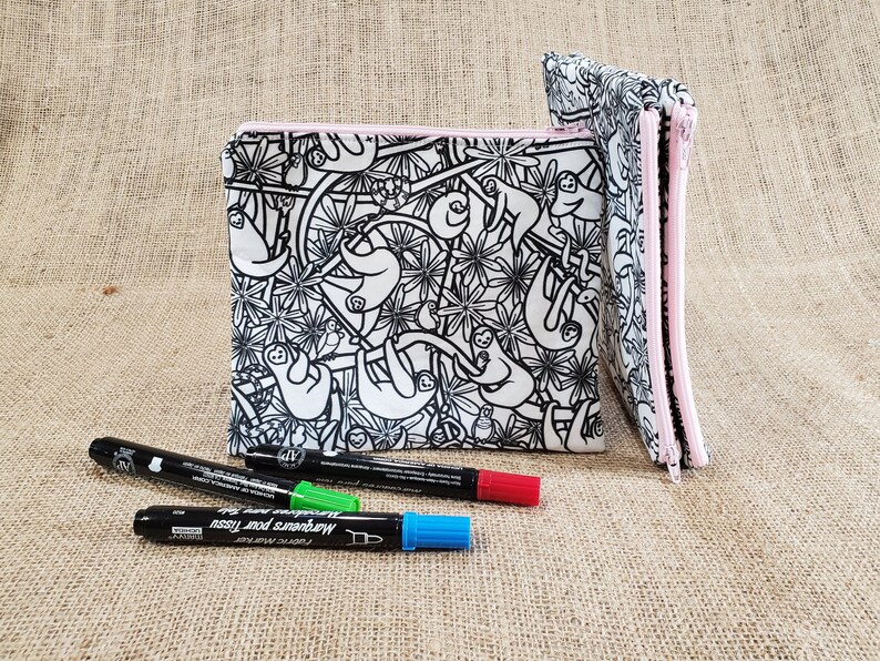 Coloring Pencil Case Sloth Gifts for Her Sloth Coloring Pencil Pouch Stocking Stuffers for Kids DIY Zipper Pouch Teen Girl Gifts