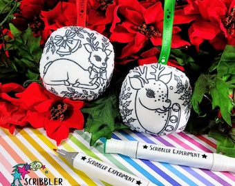 Double Sided Reindeer Ornament, coloring ornament, Christmas crafts for kids, stocking stuffers for toddlers Christmas gifts for girls
