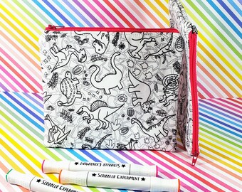 dinosaur coloring dinosaur pencil pouch, dinosaur gifts for girls, creative gifts for kids, Birthday Gifts for boys, Dinosaur Pencil Case