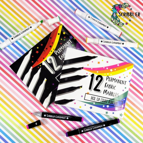 Scribbler Experiment Fabric Marker Pack, 12 Colors Fabric Marker
