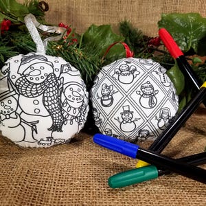 Double Sided Snowman Ornament, coloring ornament, Christmas crafts for kids, stocking stuffers for toddlers Christmas gifts for girls
