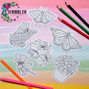 vlinder kleurstickers voor volwassenen, Easter Basket Stuffers voor tween meisjes, Sticker Pack voor tuiniers, vlinder cadeaus voor meisjes