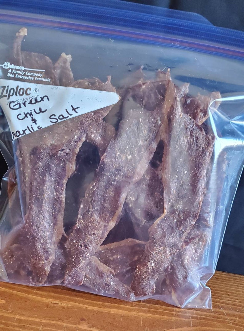 Beef Jerky Green Chile and Garlic Salt Beef Jerky Jerky Etsy