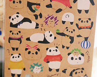 Cute Japanese Illustrated Panda Journal Stickers - 1 Sheet | Sticker Sheets | Diary Sticker | Planner Journal | Scrapbooking