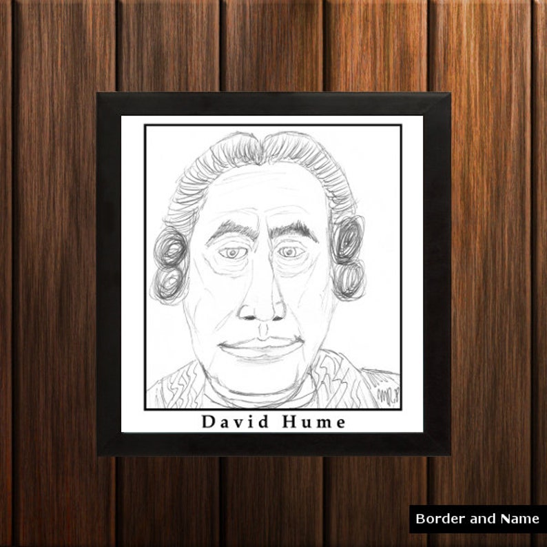 David Hume  Sketch Print  8.5x9 inches  Black and White  image 1