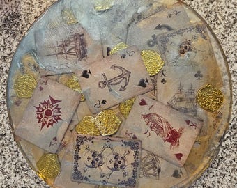 Resin Pirate Loot Centerpiece Cutting Board Art Treasure