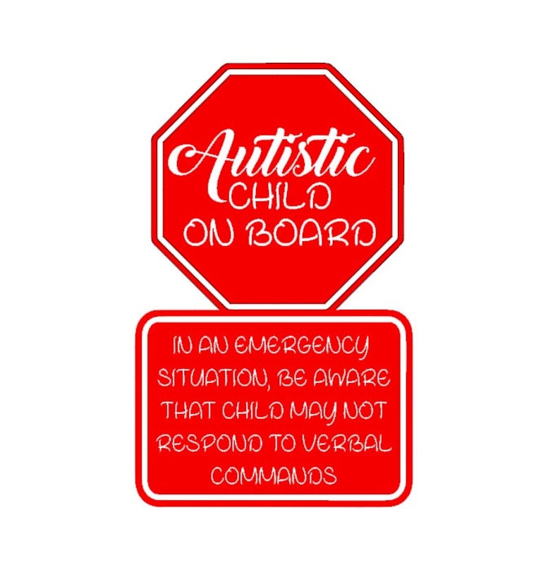 Autistic Child on Board Car Window Vinyl Decal Safety Alert Etsy
