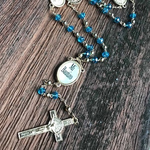 12 Rosary for 2019 Baptism, Blue and gold rosary, Rosary for Christening, Angel rosary for Baptism, Rosario para bautizo, Rosario de bautizo