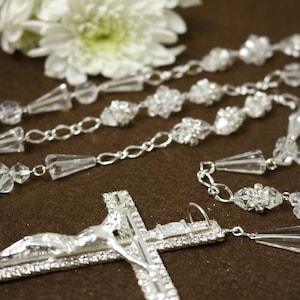 Wedding lasso, Wedding lasso crimped, Lazo for wedding, Swarovski Crystal and glass Wedding Lasso, clear glass bead Lazo, Bridal lazo