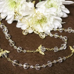 Angel Crystal Rosary Beads, Catholic rosary, Catholic swarovski rosary, Rosary for wedding, First communion rosary, Wedding rosary