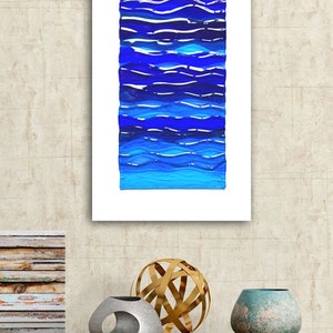 Fused glass wall art, coastal ocean wall art decor, sea waves wall panel.