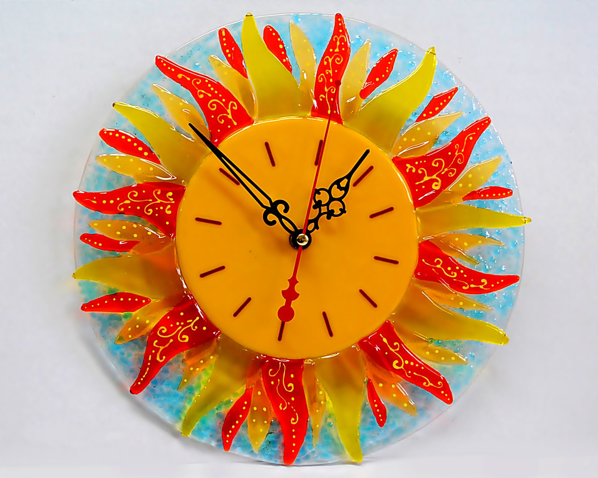 Fused Glass Wall Clock Sun. Etsy UK