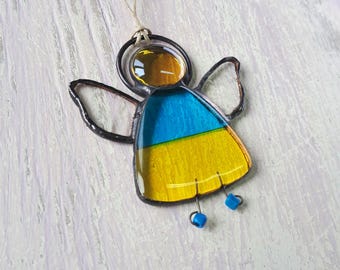 Handcrafted Stained Glass Angel Ornament, Ukrainian souvenir