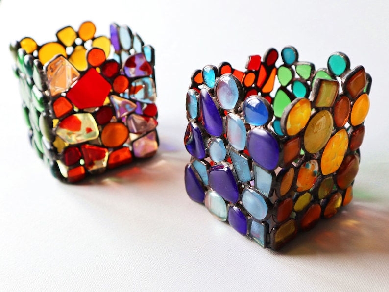 Stained Glass Candle Holder Fused Glass Candle Holder. Etsy