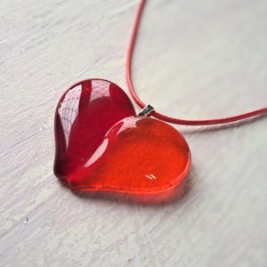 Fused Glass Heart Pendant - Stunning Red Shades, Artisan Crafted Jewelry Piece