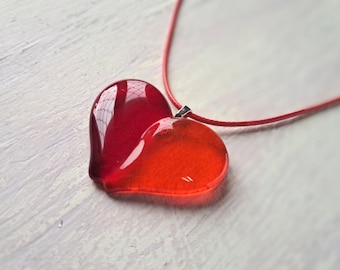 Collier Pendentif Coeur En Verre De Murano Et Cuivre - Création Unique - Neuf Sans Emballage