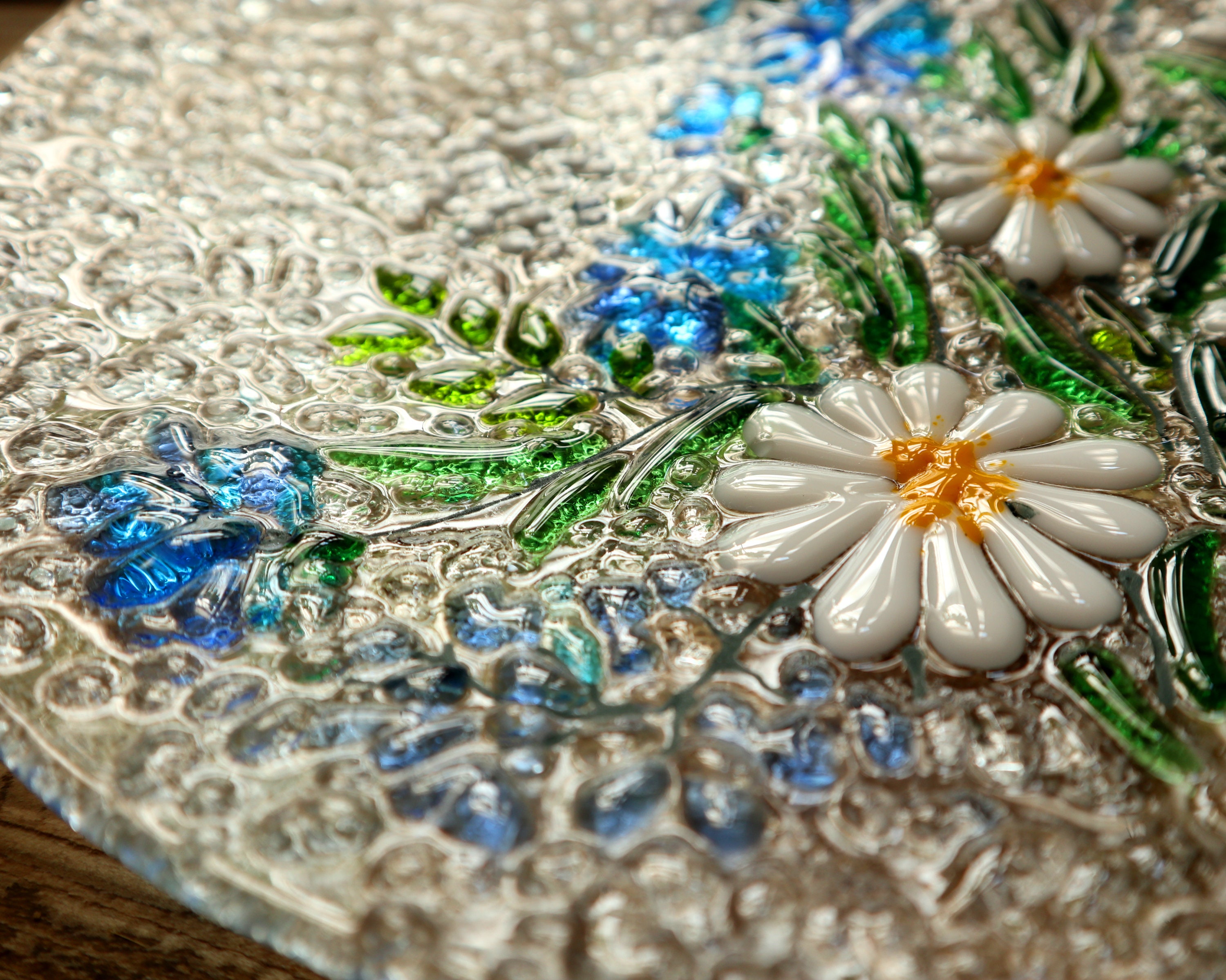 Wildflower Glass Dish - Handcrafted Fused Glass Plate for Kitchen