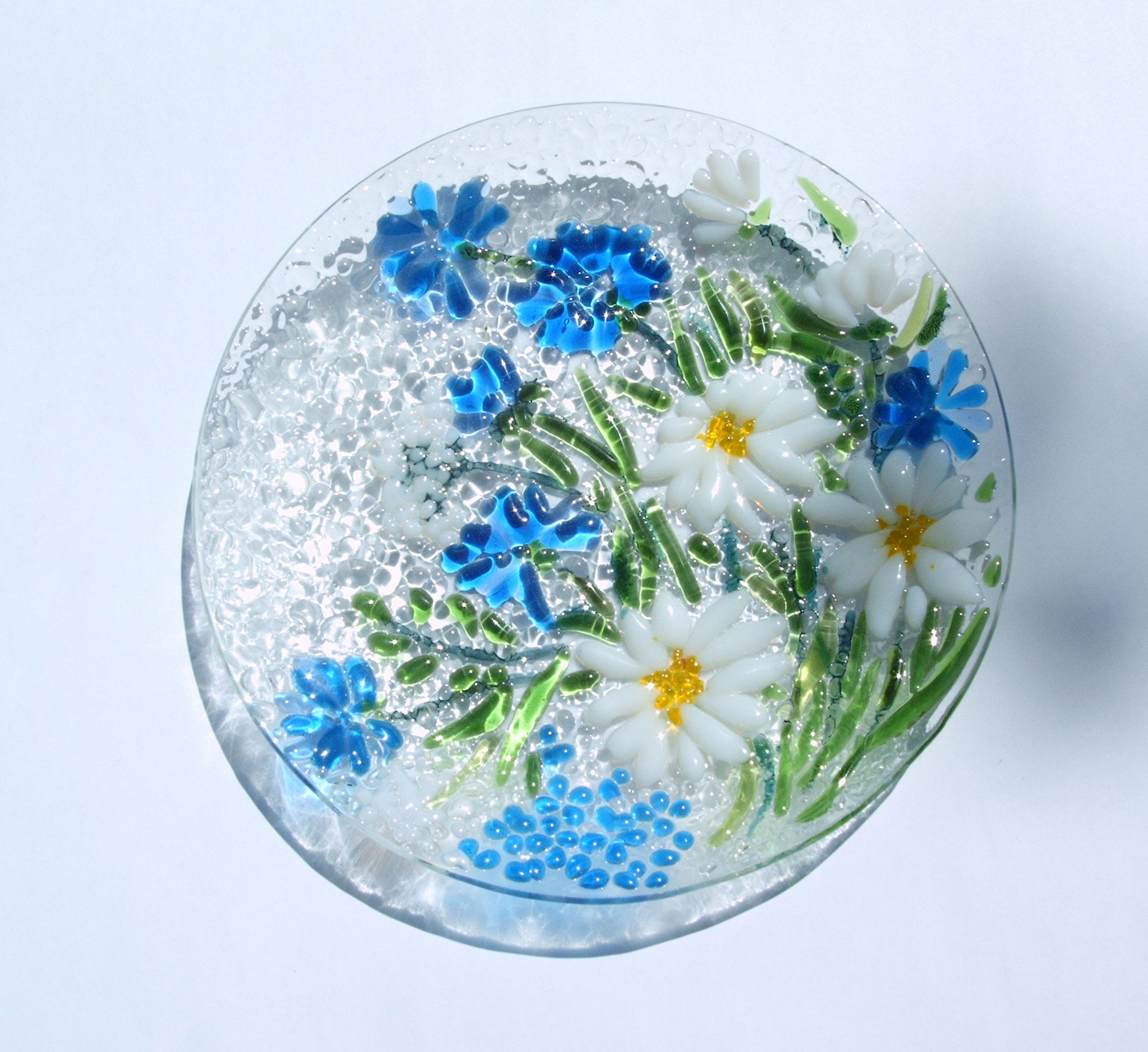 Wildflower Glass Dish - Handcrafted Fused Glass Plate for Kitchen