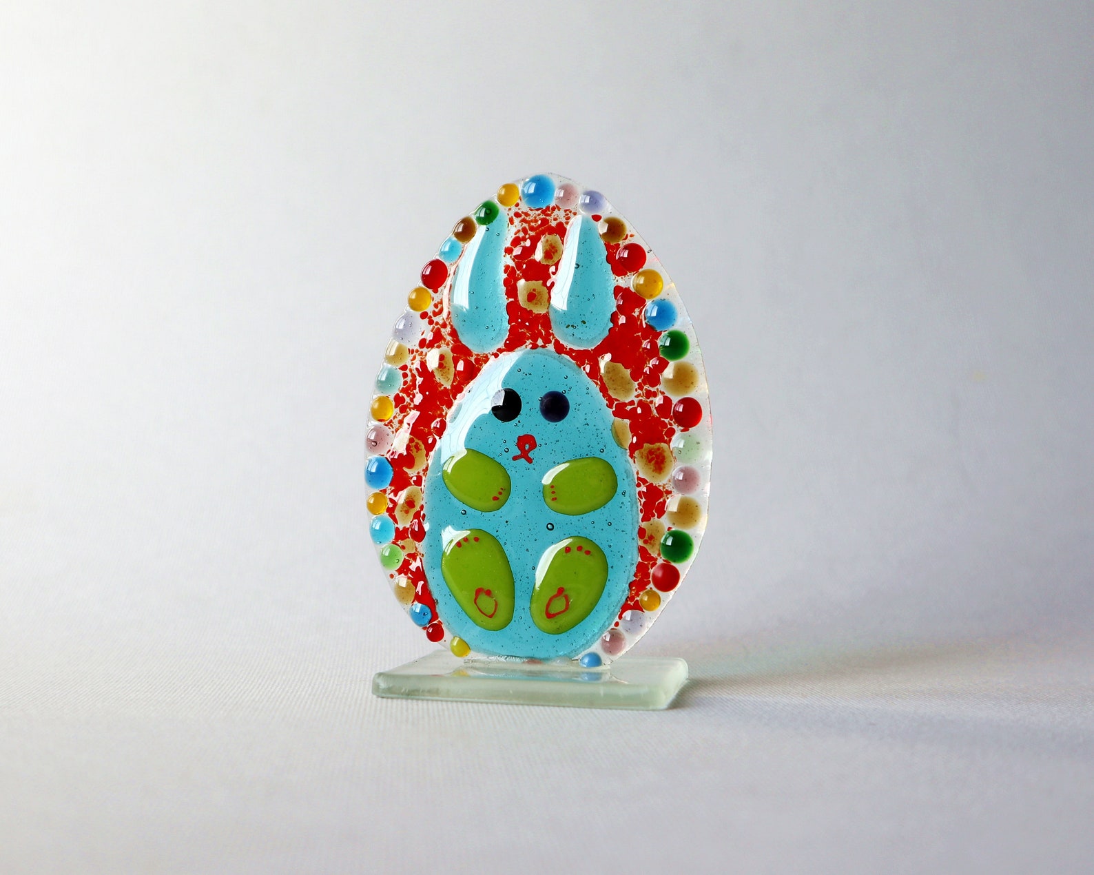 Colorful Easter Egg Unique Easter Gift Fused Glass Easter Etsy