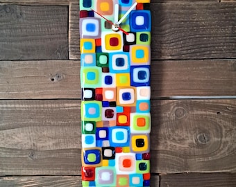 Orologio da parete in vetro fuso – Arte del mosaico colorato fatto a mano, movimento silenzioso