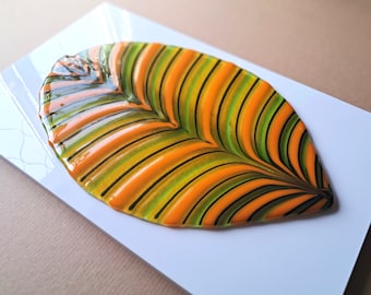 Abstract Leaf Fused Glass Wall Panel