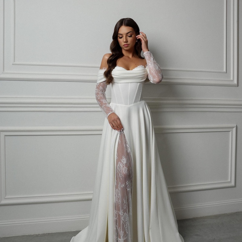 Satin Corset Long Dress - Etsy