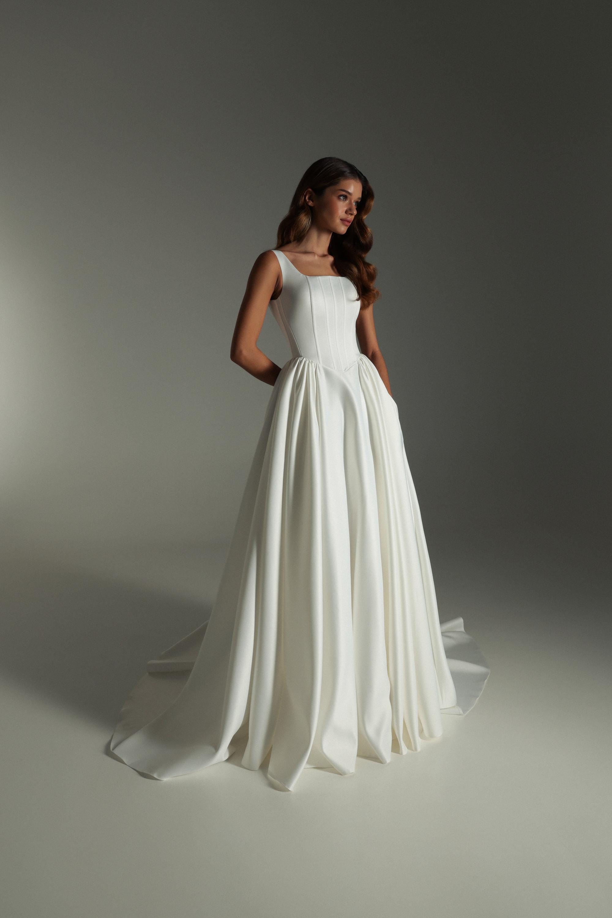 white a line mini dress with sleeves Stretch Satin Lace Up Back Dress with Train petite / 6 / teal