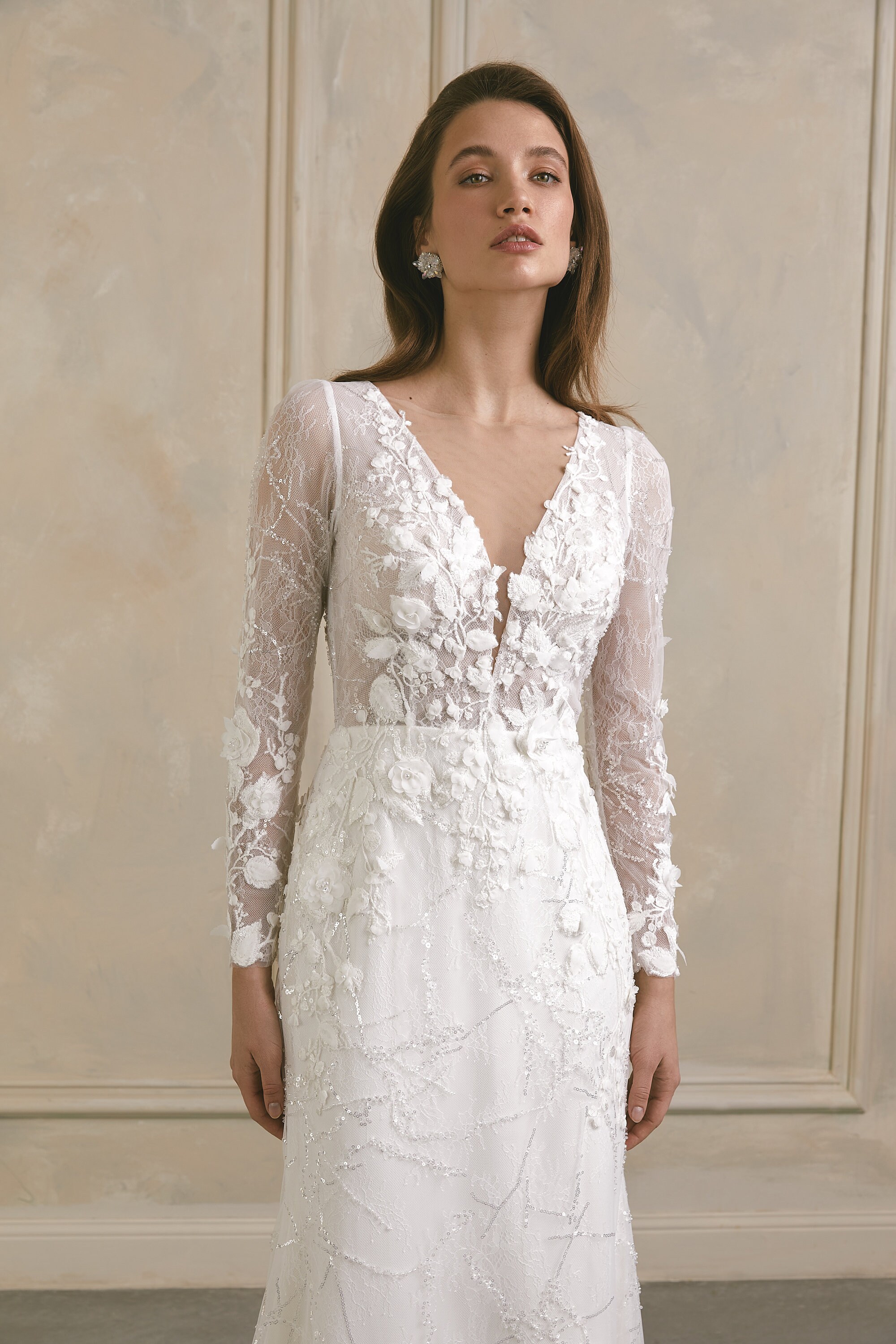 3D Floral Lace Corset Wedding Dress Alternative Bride Fantasy Gown